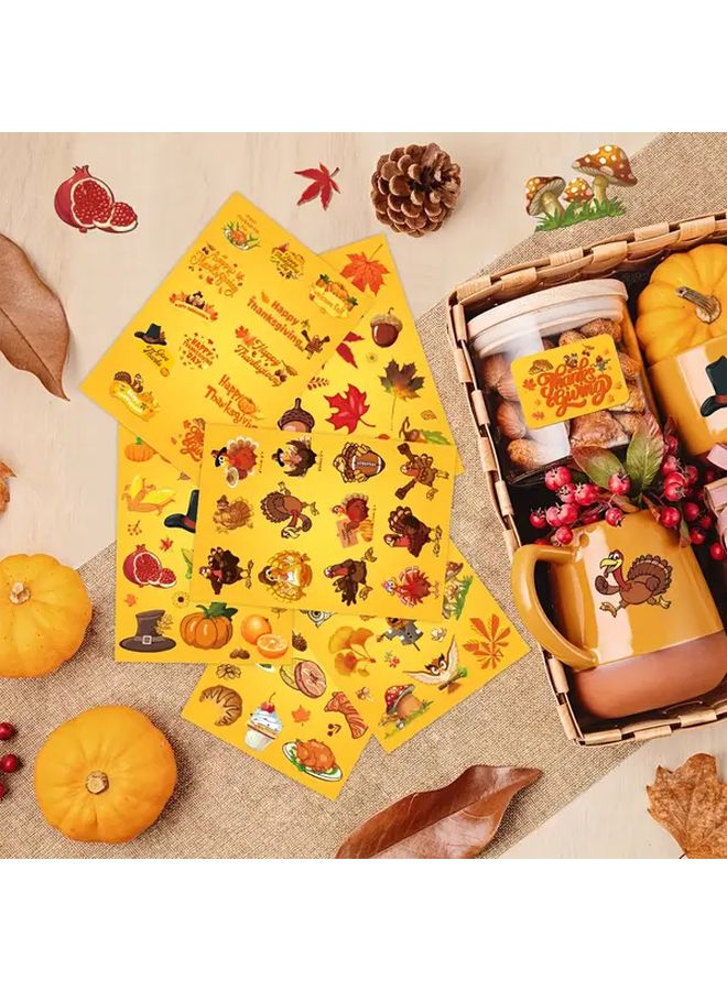 Yellow Thanksgiving Turkey Reusable Vinyl Stickers With Glitter For Party And Window Decor - Image 4