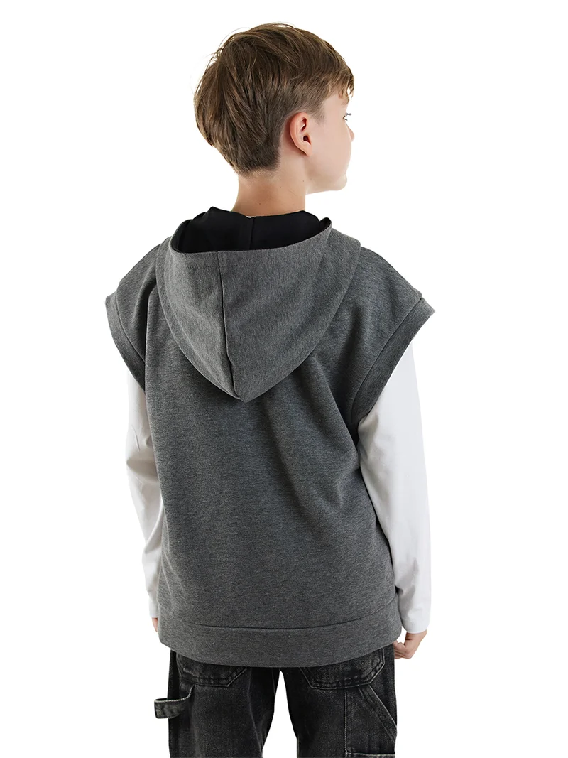 Denokids Boy Sleeveless Hooded Sweatshirt