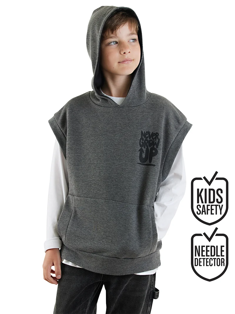 Denokids Boy Sleeveless Hooded Sweatshirt