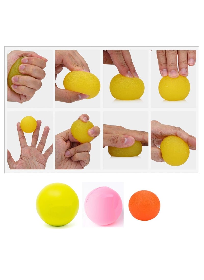 Hand Grip Strength Trainer, Stress Relief Ball for Adults and Kids, Wrist Rehab Therapy Hand Grip, Squishy Ball Resistance Exercise Squeezer .3 pcs