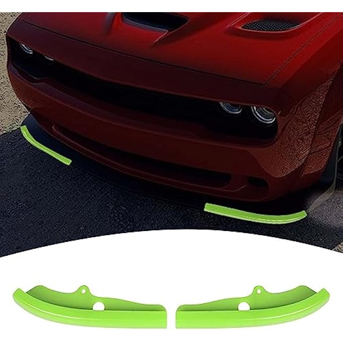 PDKLIN for Challenger Front Bumper Lip Splitter Protector Cover Trim for 2015-2023 Dodge Challenger GT RT SRT Green Exterior Accessories 2pcs - Image 1