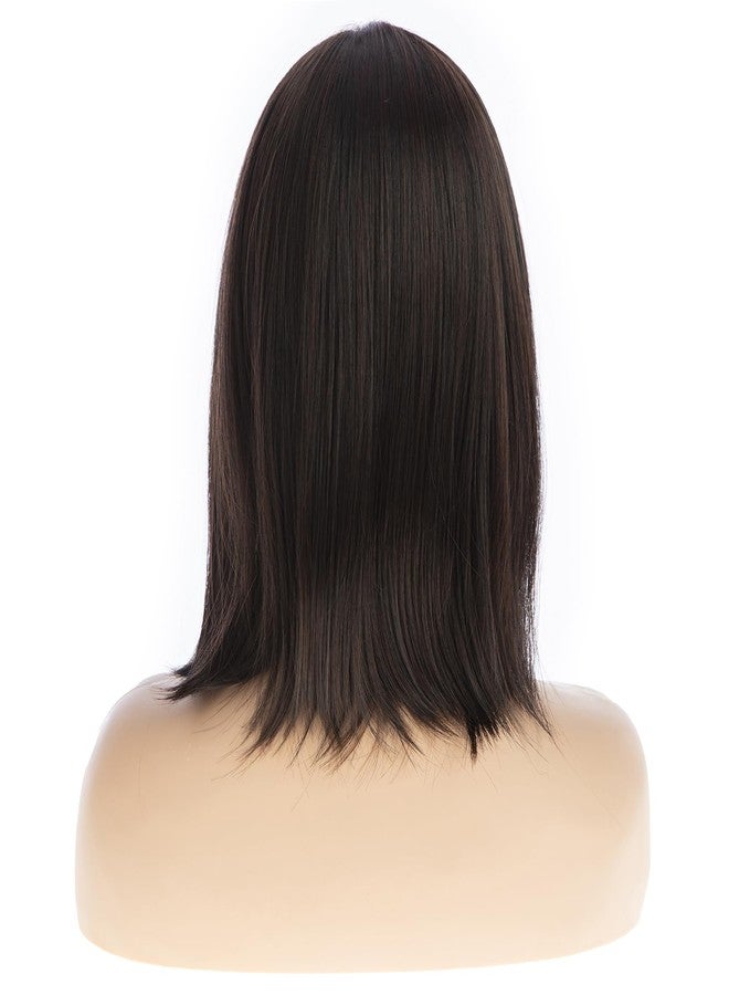 Dsimeig Brown Bob Wig Short Straight Bangs Wig for Women Synthetic Heat Resistant Hair Halloween Cosplay Use - Image 5