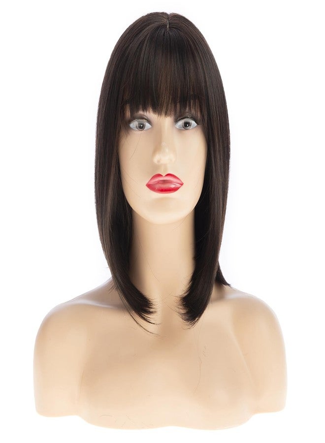 Dsimeig Brown Bob Wig Short Straight Bangs Wig for Women Synthetic Heat Resistant Hair Halloween Cosplay Use - Image 2