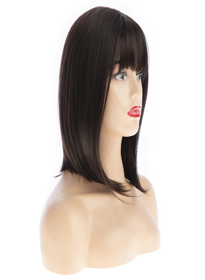 Dsimeig Brown Bob Wig Short Straight Bangs Wig for Women Synthetic Heat Resistant Hair Halloween Cosplay Use - Image 4