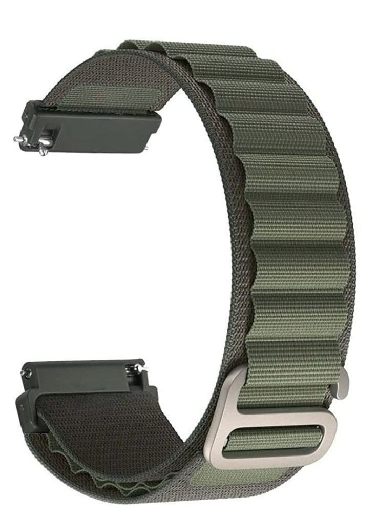 Generic 20mm Stretch Nylon Metal Alpine Loop Woven Strap For Amazfit GTS 4/GTS 4 Mini/GTS 3  - Green  - Image 1