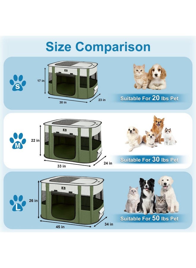 إكس-زون بيت حظيرة لعب الكلاب والجراء والقطط من X-ZONE PET، حظيرة لعب محمولة قابلة للطي للاستخدام الداخلي/الخارجي، قفص خيمة للحيوانات الأليفة، قفص محمول صغير الحجم، أخضر 30 بوصة - Image 4