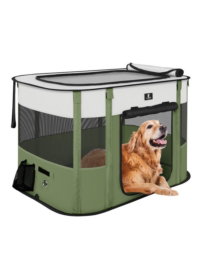 إكس-زون بيت حظيرة لعب الكلاب والجراء والقطط من X-ZONE PET، حظيرة لعب محمولة قابلة للطي للاستخدام الداخلي/الخارجي، قفص خيمة للحيوانات الأليفة، قفص محمول صغير الحجم، أخضر 30 بوصة - Image 1