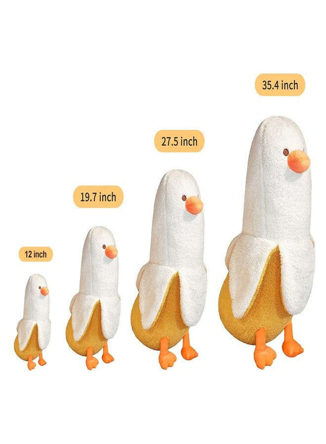 PEACH CAT Banana Duck Plush Toy Cute Plushie Hugging Plush Pillow Duck Stuffed Animal for Girls and Boys White 12" - Image 2