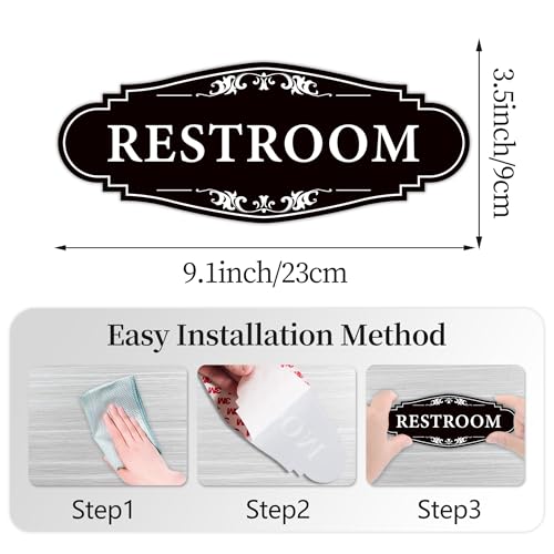 LUHIMO Restroom Sign for Business and Home，Self-adhesive Unisex Bathroom Sign Sticker，Waterproof Vinyl Toilet Decor for House，Office，Shop，Door（Black） - Image 2