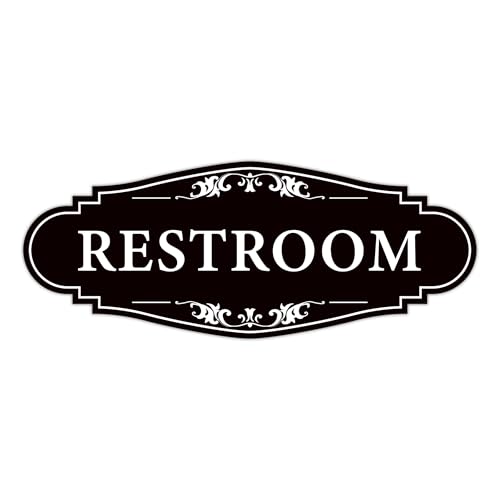 LUHIMO Restroom Sign for Business and Home，Self-adhesive Unisex Bathroom Sign Sticker，Waterproof Vinyl Toilet Decor for House，Office，Shop，Door（Black） - Image 1