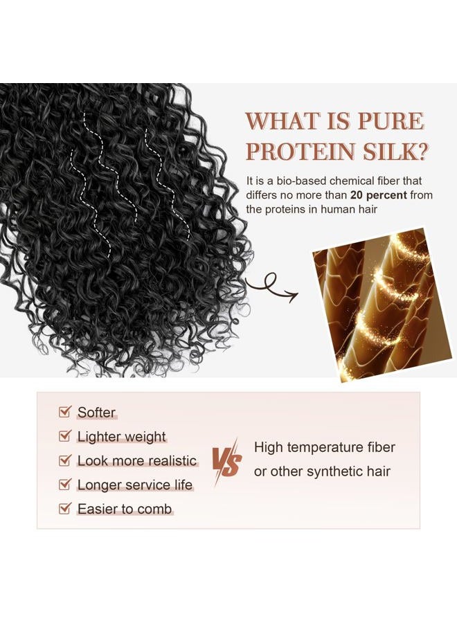 FLUFYMOOZ hair extensions Clip in Hair Extensions 4 Pieces 100% Pure Protein Silk Hair Extensions Long Soft Natural 50 cm Curly for Women (Black with Small Silver) - Image 3