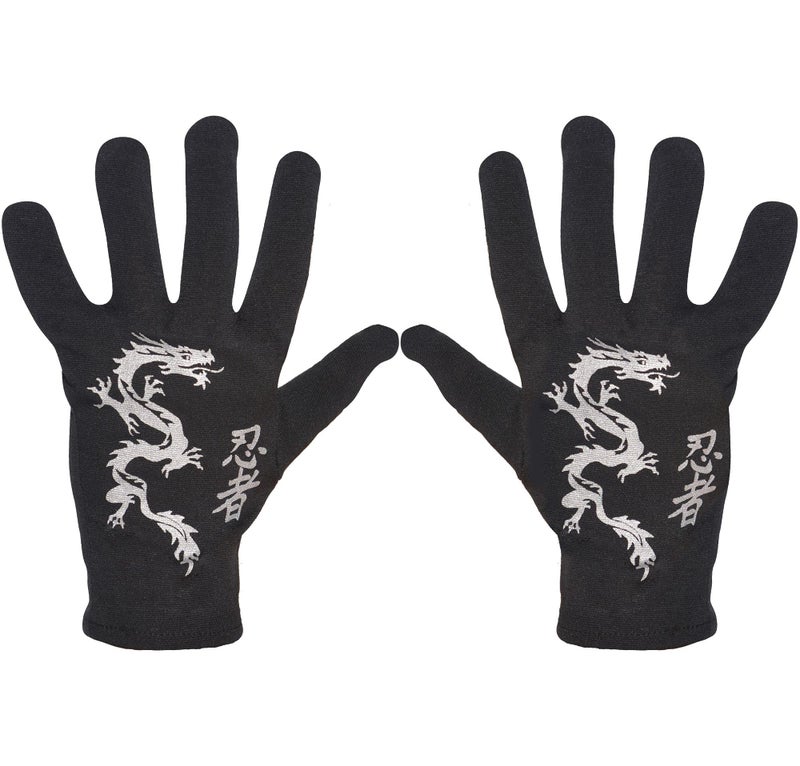 Amscan Bold Black with Dragon Design Ninja Gloves for Kids 1 Pair Perfect for Your Little Ninja Warrior 