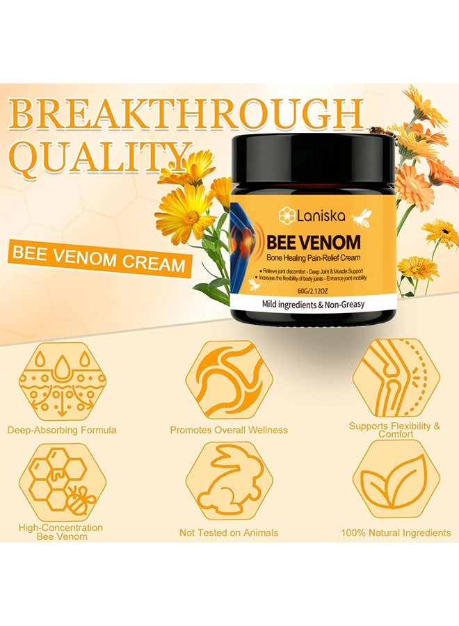 LANISKA Bee Venom Bone Healing Pain-Relief Cream, Joint & Bone Soothing Cream, Bee Venom Joint Cream, Natural Ways To Treat Joint And Knee Pain, Knee Joint Topical Cream, Body Relief Cream For Joints, And Waist, Fast Absorption, 60g - Image 2