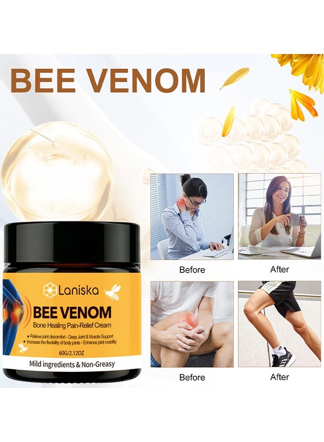 LANISKA Bee Venom Bone Healing Pain-Relief Cream, Joint & Bone Soothing Cream, Bee Venom Joint Cream, Natural Ways To Treat Joint And Knee Pain, Knee Joint Topical Cream, Body Relief Cream For Joints, And Waist, Fast Absorption, 60g - Image 4