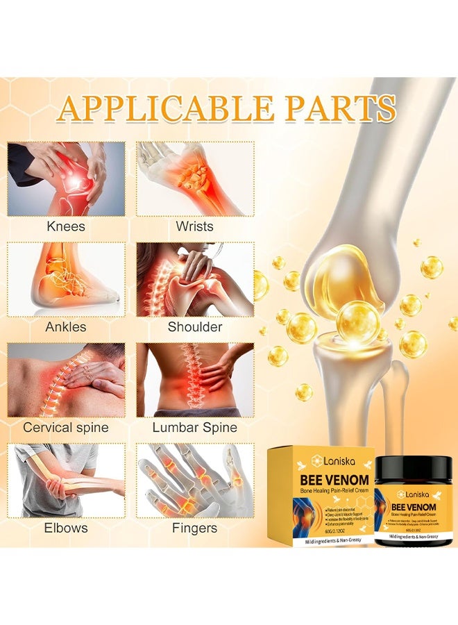 LANISKA Bee Venom Bone Healing Pain-Relief Cream, Joint & Bone Soothing Cream, Bee Venom Joint Cream, Natural Ways To Treat Joint And Knee Pain, Knee Joint Topical Cream, Body Relief Cream For Joints, And Waist, Fast Absorption, 60g - Image 3