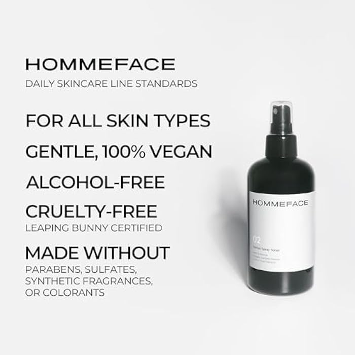 HOMMEFACE تونر وجه هوم فيس للرجال - بخاخ عشبي خالي من الكحول، مرطب ومتوازن - تقنية العناية بالبشرة الكورية مع هازل الساحرة، مستخلص سيكا، حمض الهيالورونيك، 8.45 أونصة سائلة - Image 3