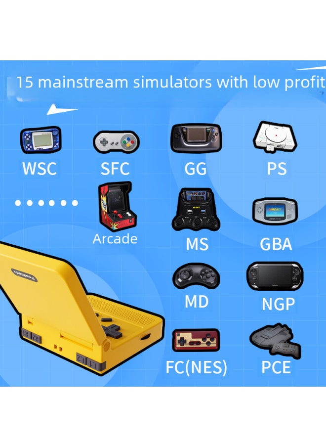 Generic - Powkiddyv90 Mini Portable Flip Cover Open Source Handheld 64-bit Retro Gba Arcade Game Console Vintage Style Digital Computer-Product Color:English Black-Model:V90 No Card - Image 1
