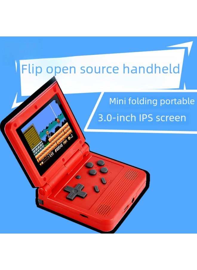 Generic - Powkiddyv90 Mini Portable Flip Cover Open Source Handheld 64-bit Retro Gba Arcade Game Console Vintage Style Digital Computer-Product Color:English Black-Model:V90 No Card - Image 1