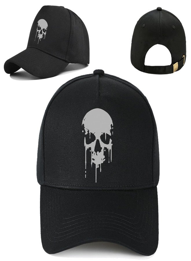 viofre Baseball Hats for Men Baseball Cap Skull Snapback Hats for Men Black Cotton Trucker Hat for Mens Caps Adjustable Fitted Flat Bill Hat Cool Hip Hop Skeleton Cap Skateboard Golf Accessories - Image 1