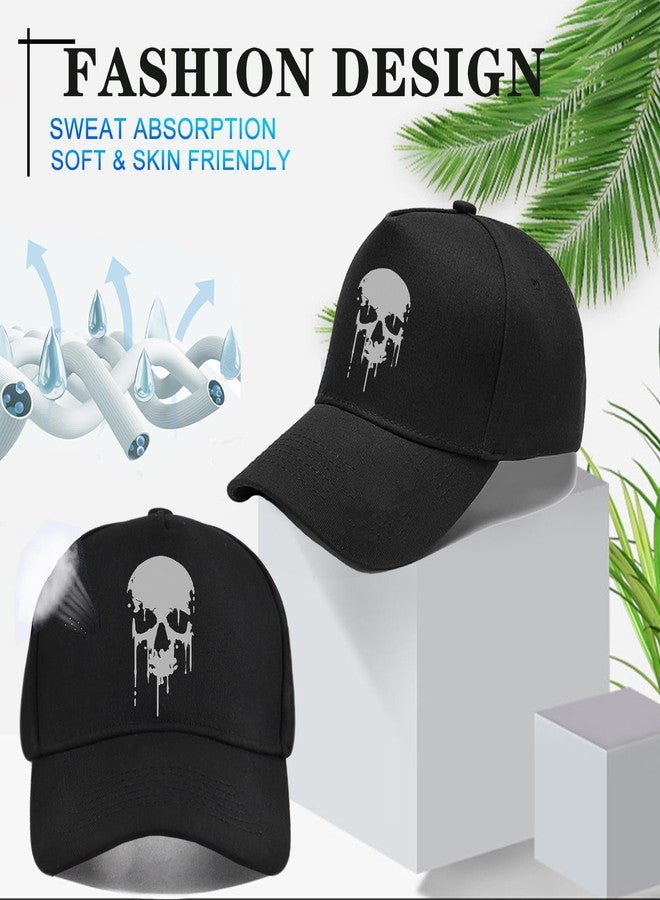 viofre Baseball Hats for Men Baseball Cap Skull Snapback Hats for Men Black Cotton Trucker Hat for Mens Caps Adjustable Fitted Flat Bill Hat Cool Hip Hop Skeleton Cap Skateboard Golf Accessories - Image 3