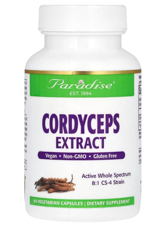 Paradise Herbs مستخلص الكورديسيبس 60 كبسولة نباتية