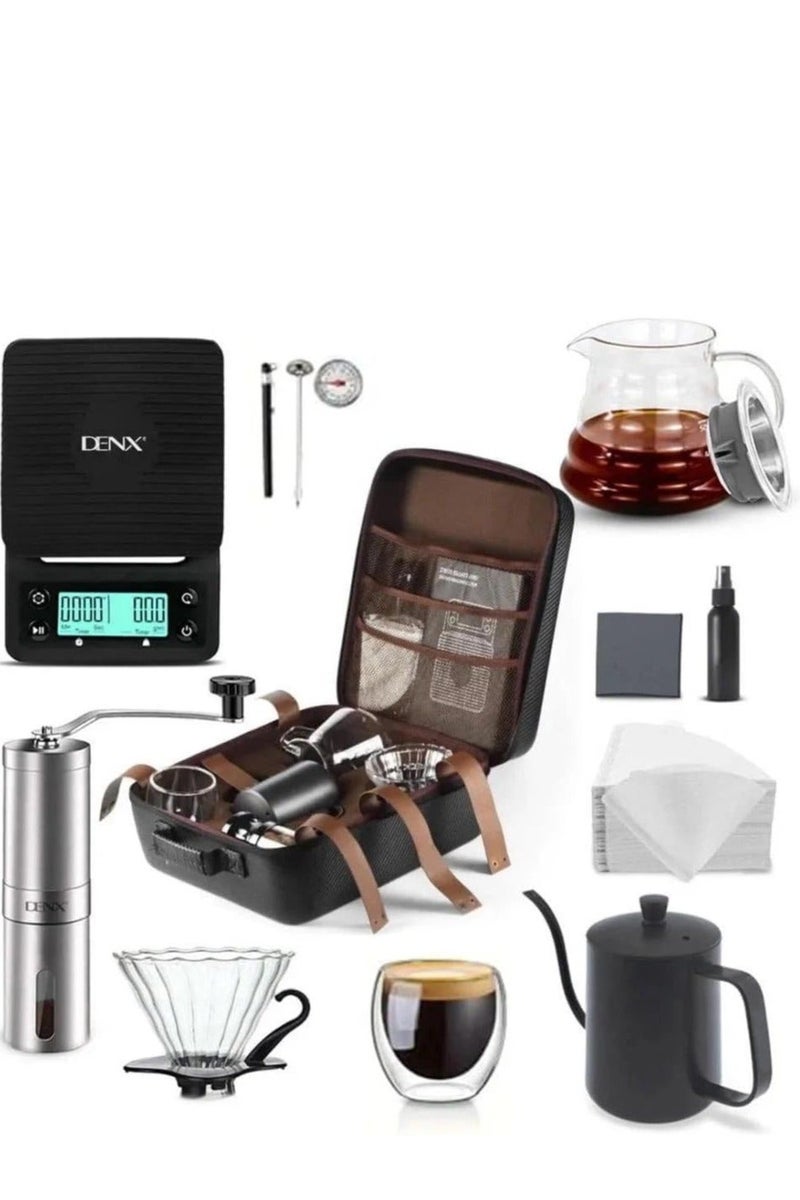 Denx 12 In 1 Coffee Kit With Glass Server Filter Holder Coffee Mug And Accessories 600Ml Dx2573 - Image 3