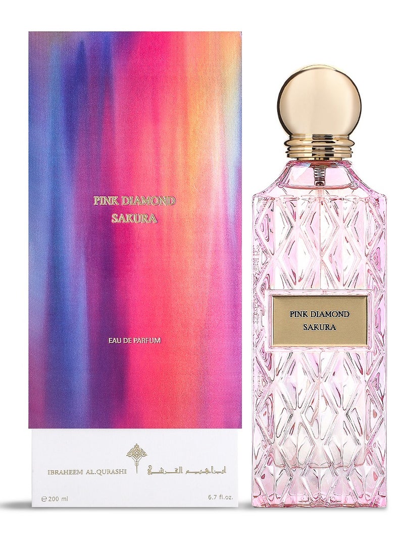 IBRAHEEM AL.QURASHI Ibraheem Al Qurashi Pink Diamond Sakura Eau de Parfum – 200ml | Luxurious Floral & Fruity Fragrance | Elegant Long-Lasting Scent  - Image 1