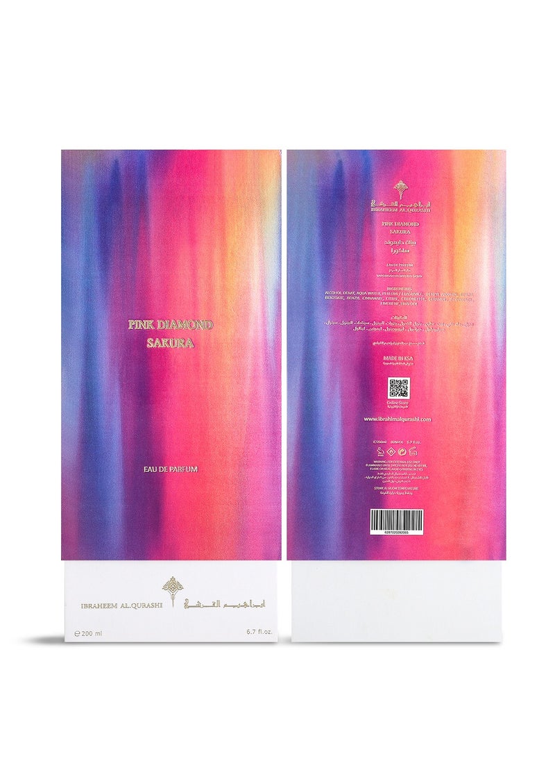IBRAHEEM AL.QURASHI Ibraheem Al Qurashi Pink Diamond Sakura Eau de Parfum – 200ml | Luxurious Floral & Fruity Fragrance | Elegant Long-Lasting Scent  - Image 4
