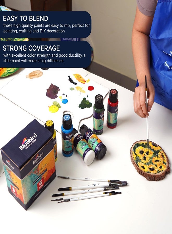 BLUEBIRD Studio Acrylic Paints, Primary Colors, 6-Pack 3.4 Fl Oz each, Basic Acrylic Paint For Halloween Decorations, DIY Crafts & Beginner Artists - Image 4