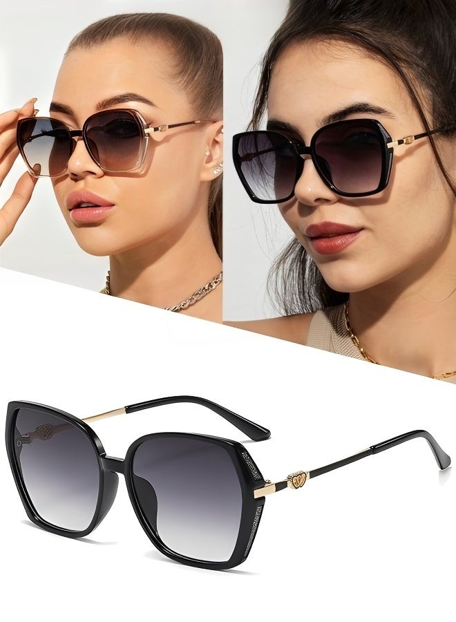 Sunglasses Women Unique Fashion Quare Design Sun Glassess for Womens High Quality Sun Glassess Gradient Ladies Sunglass UV400 Protection Eyewear Women's Eye Glasses for Travel Daily Shades Black - Image 3