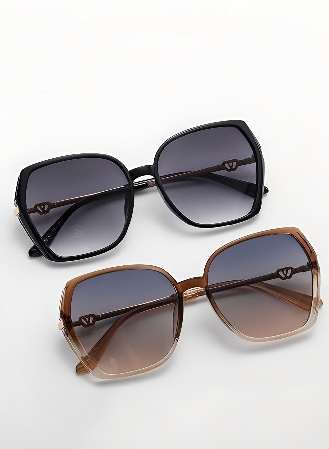 Sunglasses Women Unique Fashion Quare Design Sun Glassess for Womens High Quality Sun Glassess Gradient Ladies Sunglass UV400 Protection Eyewear Women's Eye Glasses for Travel Daily Shades Black - Image 1