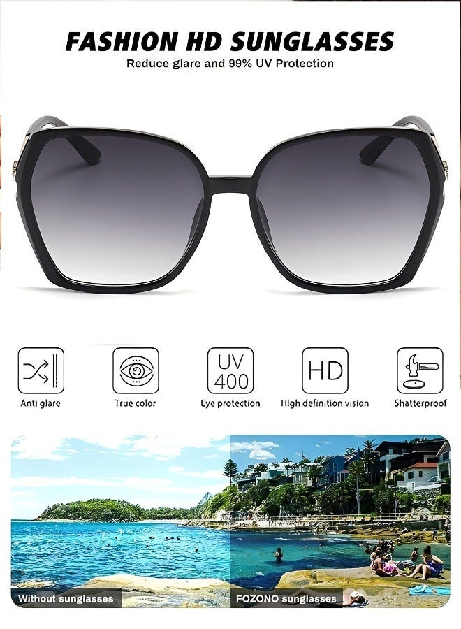 Sunglasses Women Unique Fashion Quare Design Sun Glassess for Womens High Quality Sun Glassess Gradient Ladies Sunglass UV400 Protection Eyewear Women's Eye Glasses for Travel Daily Shades Black - Image 4