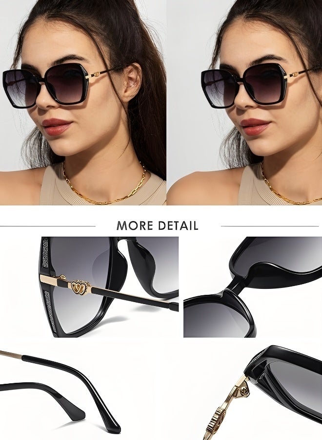 Sunglasses Women Unique Fashion Quare Design Sun Glassess for Womens High Quality Sun Glassess Gradient Ladies Sunglass UV400 Protection Eyewear Women's Eye Glasses for Travel Daily Shades Black - Image 5