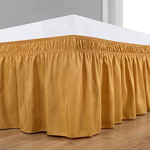 YRM Bedding's Gold Yellow Bed Skirt Wrap Around 600 Microfiber with Easy Fit with 15 Inch Tailored Drop Shrinkage and Fade Resistant with Microfiber 15 Bed Skirt Twin Size 39 x 80 - Image 2