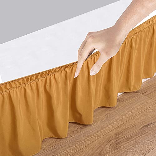 YRM Bedding's Gold Yellow Bed Skirt Wrap Around 600 Microfiber with Easy Fit with 15 Inch Tailored Drop Shrinkage and Fade Resistant with Microfiber 15 Bed Skirt Twin Size 39 x 80 - Image 3