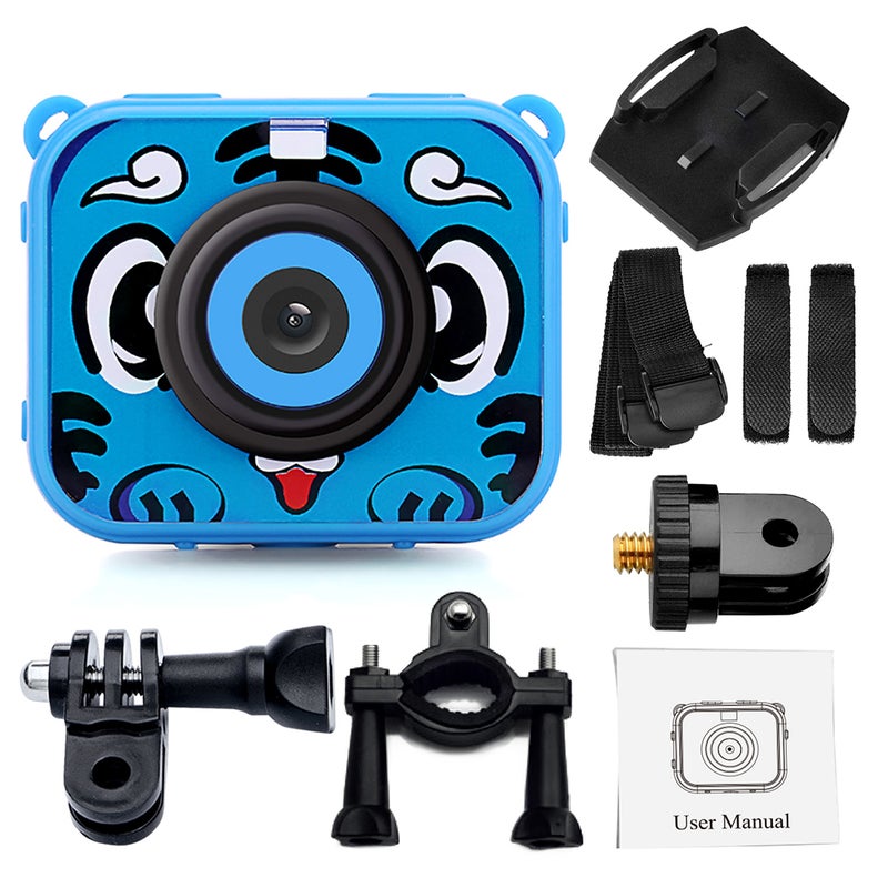 Kids Digital Video Camera Action Sports Camera 1080P 12MP Waterproof 30M Built-in Lithium Battery Christmas Gift New Year Present for Children Boys Girls - Image 4