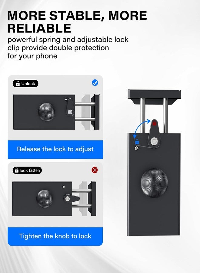 1Zero Aluminum Dash Mount Cell Phone Holder Compatible with 6-8.5" iPhone & Android Smartphones, 20mm (0.787 inches) Attachment Ball Fit for RAM Mounts Double Socket Arm, One-Click Lock - Image 3