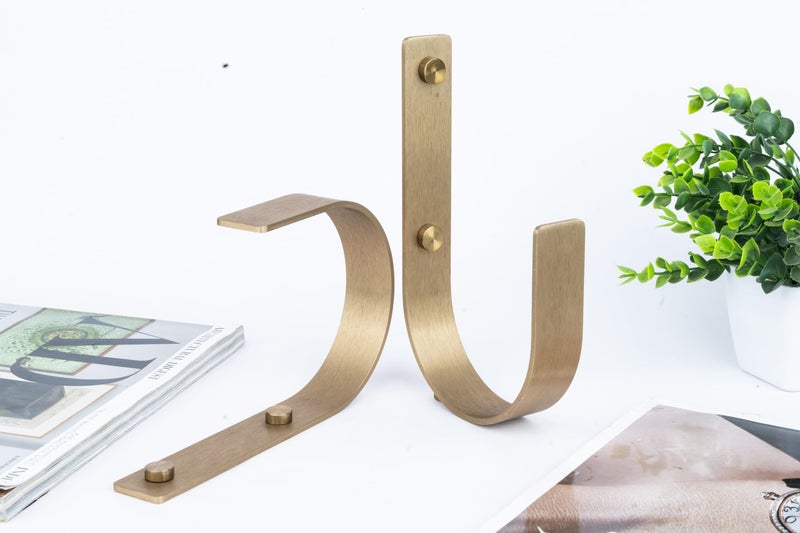 Colornest Curtain Holdbacks 2 Pack Modern Curtain Tiebacks Wall Mount | Antique Brass Look Solid Aluminum U Shaped Drapery Wall Hooks Drapery-Pull Backs Curtain Holders Curtain Tie Backs - Image 1