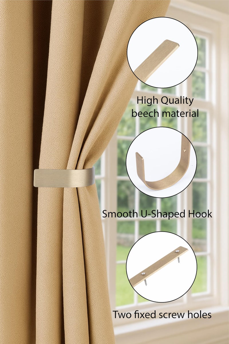 Colornest Curtain Holdbacks 2 Pack Modern Curtain Tiebacks Wall Mount | Antique Brass Look Solid Aluminum U Shaped Drapery Wall Hooks Drapery-Pull Backs Curtain Holders Curtain Tie Backs - Image 3