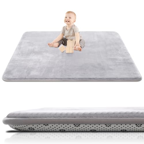 SEPARO Thick Baby Play Mat for Floor,50 x 50 Playpen Mat,Tummy Time Foam Mats,Ultra Soft Support & Plush Feel,Easy Care with Non-Slip Cushioned for Infant,Kids and Toddler Crawling,Grey - Image 1
