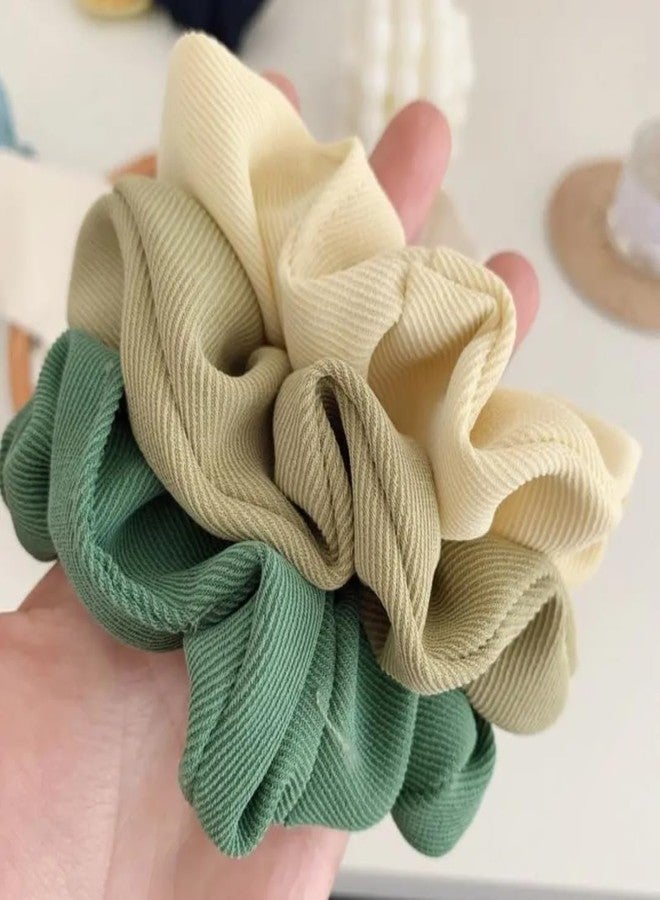 Fairytale Ribbed Hair Scrunchies Hair Rubber Bands Ponytail Holder Pastel Colours - Blue, White, Green, Pink, Rust. Pack Of 5 - Image 4