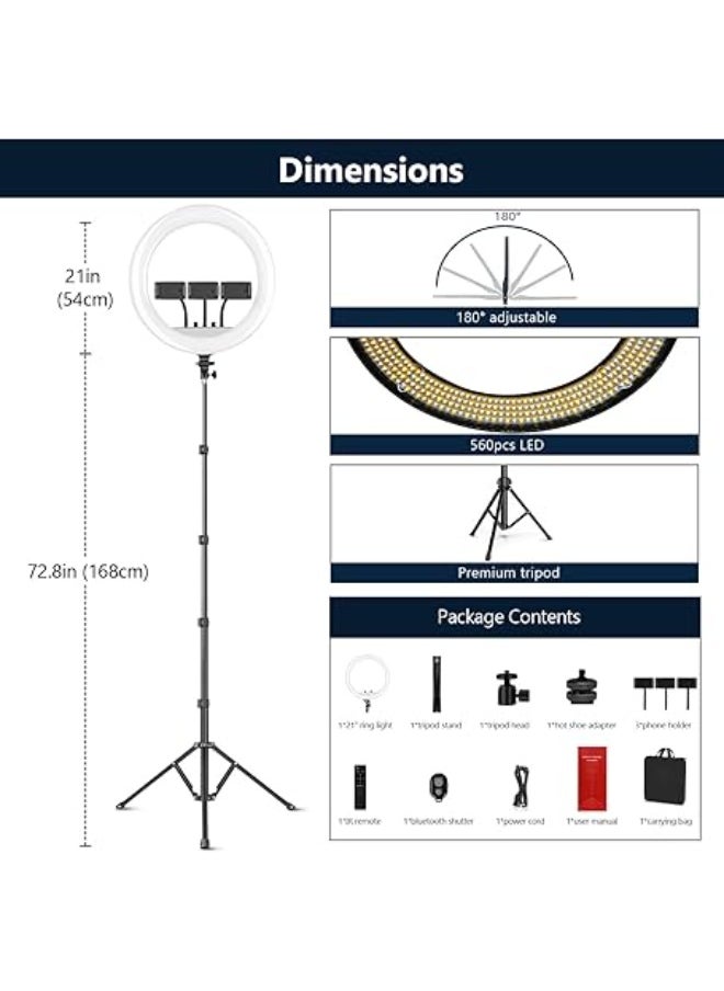 Generic 21-Inch Ring Light with Tripod - High CRI 95+, 7000 Lumens for YouTube, TikTok, Makeup, and Streaming  - Image 3