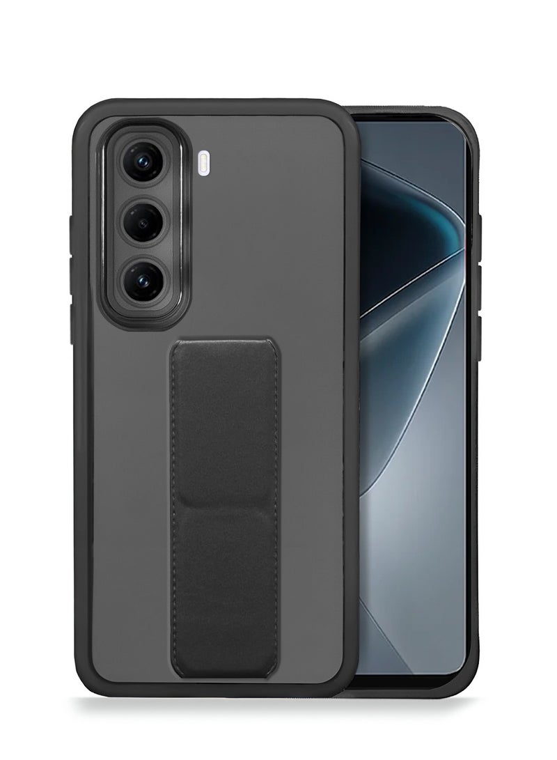 Wtech Infinix Hot 50 Pro+ 4G 2024 Luxury Shockproof Matte Translucent Grip Magnetic Holder Armor Phone Case Cover - Black - Image 1