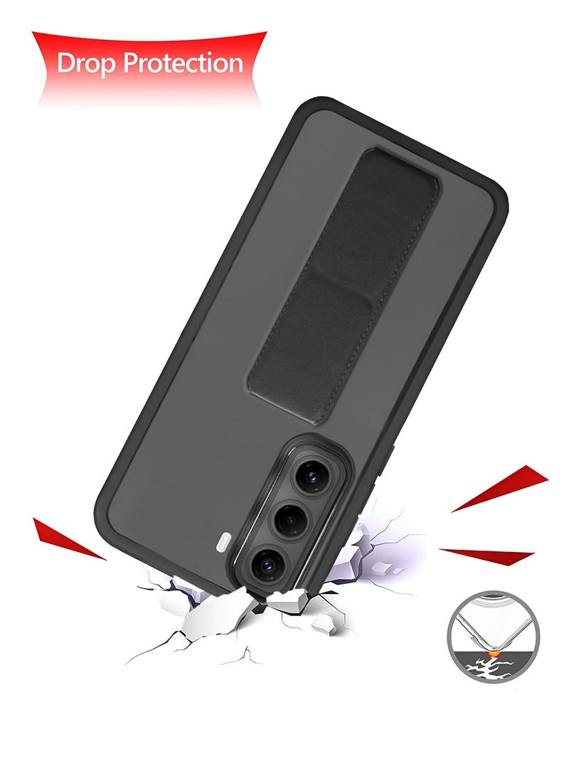 Wtech Infinix Hot 50 Pro+ 4G 2024 Luxury Shockproof Matte Translucent Grip Magnetic Holder Armor Phone Case Cover - Black - Image 3