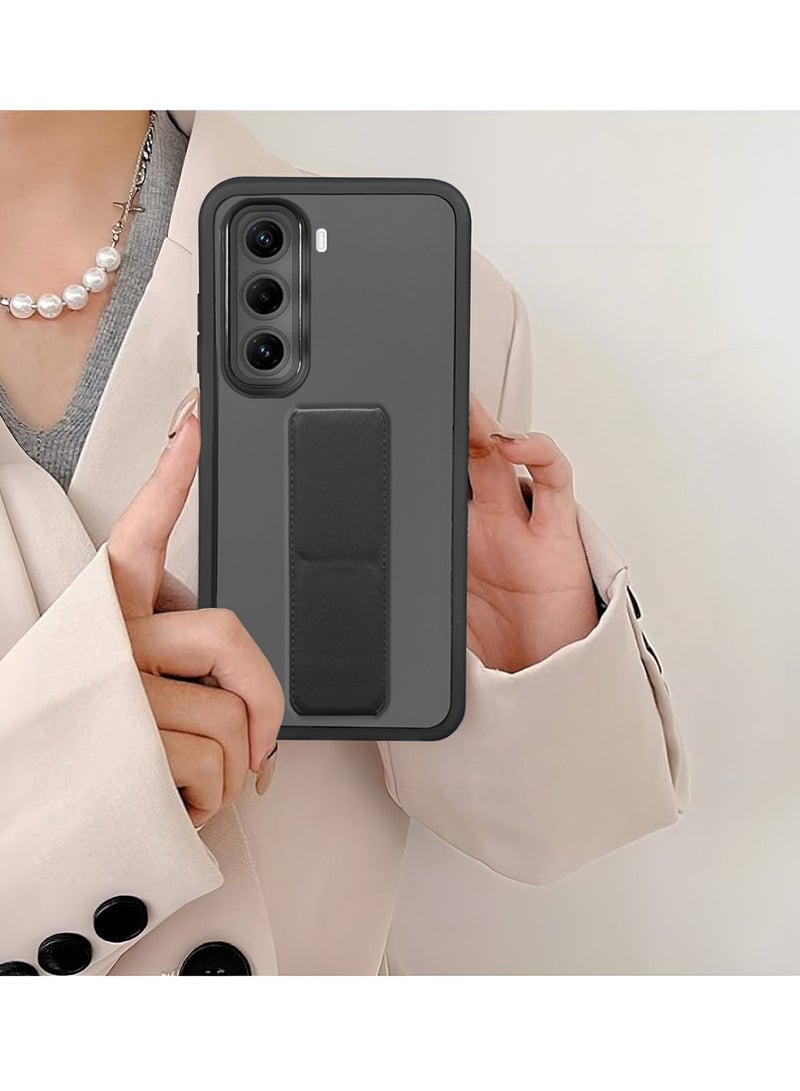 Wtech Infinix Hot 50 Pro+ 4G 2024 Luxury Shockproof Matte Translucent Grip Magnetic Holder Armor Phone Case Cover - Black - Image 4