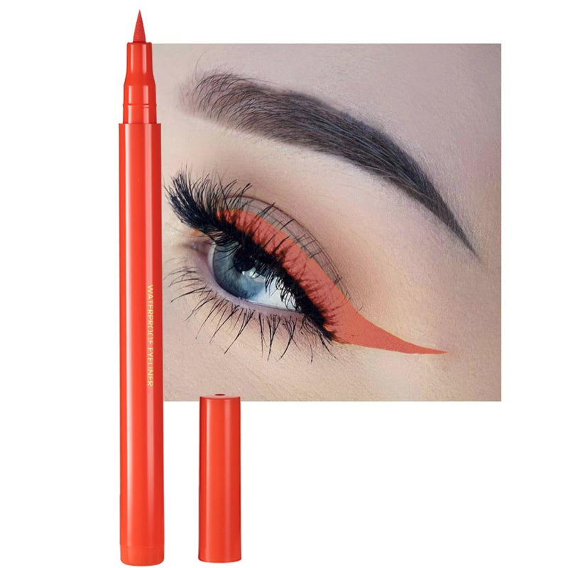 DekRion Liquid Eyeliner Orange Eyeliner Liquid Longlasting Colored Eyeliners White Black Red Brown Green Purple Waterproof Highpigmented Colorful Eyeliners for Eye Makeup1PC Orange