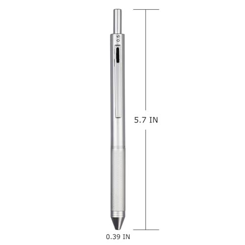 DUNBONG 4 in 1 Multicolor pen, Metal Cased Multifunction Pen, 0.5mm Mechanical Pencil, Red Ball Pen, Blue Ball Pen and Black Ball Pen (Silver) - Image 5