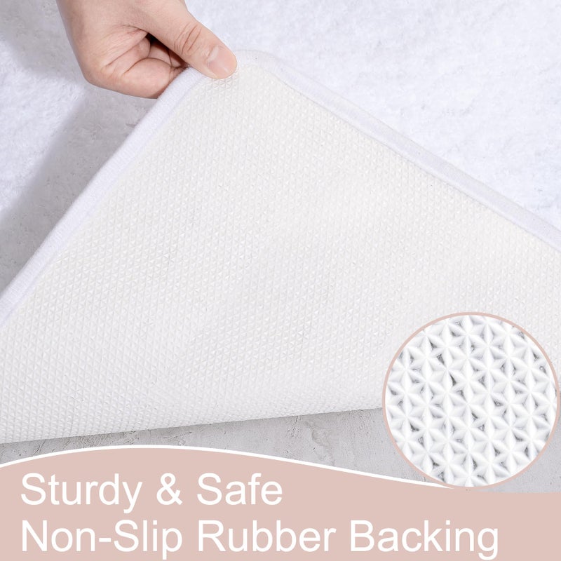 AROGAN Luxury Long Bathroom Runner Rug, 24x60 Inch Thick Soft and Absorbent Non Slip Bath Mat, Rubber Backing Quick Dry Rugs Carpets, Machine Washable Plush Mats for Shower Floor, White - Image 3