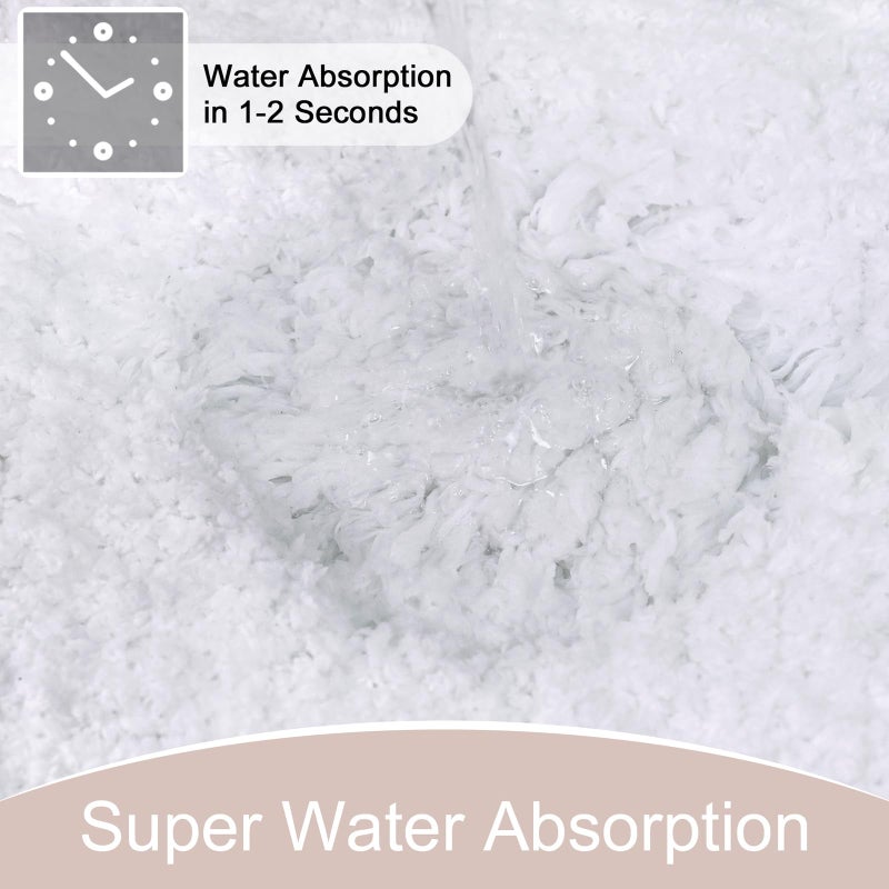 AROGAN Luxury Long Bathroom Runner Rug, 24x60 Inch Thick Soft and Absorbent Non Slip Bath Mat, Rubber Backing Quick Dry Rugs Carpets, Machine Washable Plush Mats for Shower Floor, White - Image 4