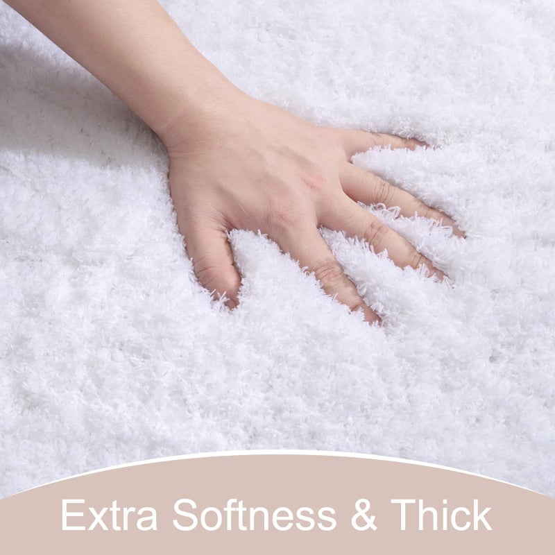 AROGAN Luxury Long Bathroom Runner Rug, 24x60 Inch Thick Soft and Absorbent Non Slip Bath Mat, Rubber Backing Quick Dry Rugs Carpets, Machine Washable Plush Mats for Shower Floor, White - Image 2